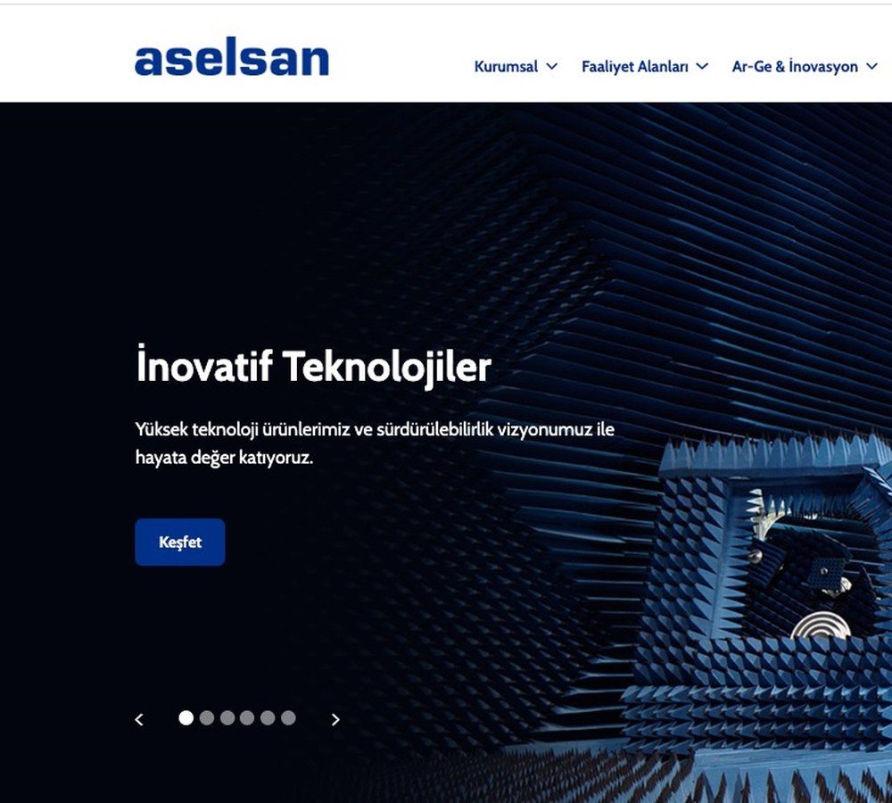 Aselsan corporate website home page